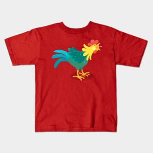 Cute crowing rooster cartoon illustration Kids T-Shirt